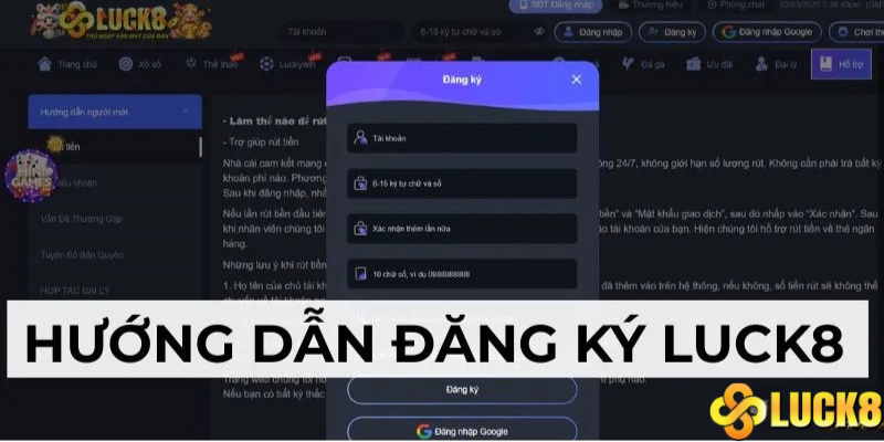 Chi tiết các bước đăng ký LUCK8 nhanh chóng